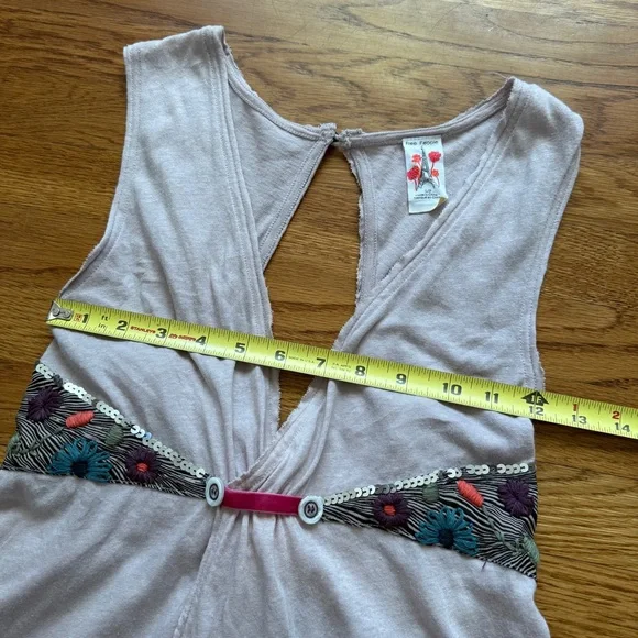 Free People Y2K boho free spirit festival low cut tank top S - Picture 7 of 10